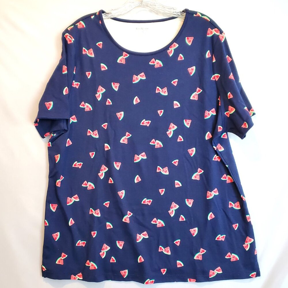 Kim Rogers Curvy Women's T-Shirt 1X Novelty Watermelon Graphic Print 100% Cotton